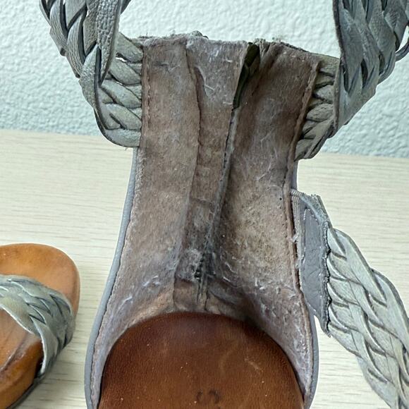 Sundance Gray Brown Woven Braided Open Toe Block Heel Sandals Boho 37 6.5 7 - Picture 8 of 9